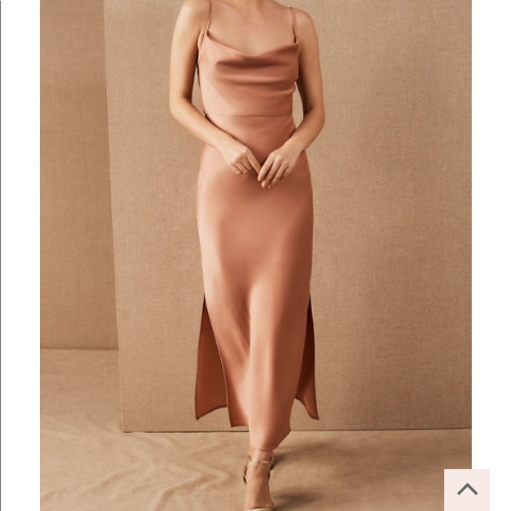 BHLDN Cali Satin Charmeuse Midi Dress - Sedona Sunset